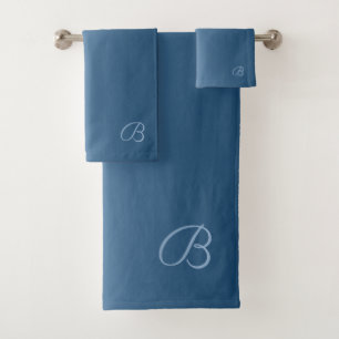 Gradient Blue with Custom Monogram Bath Towel Set