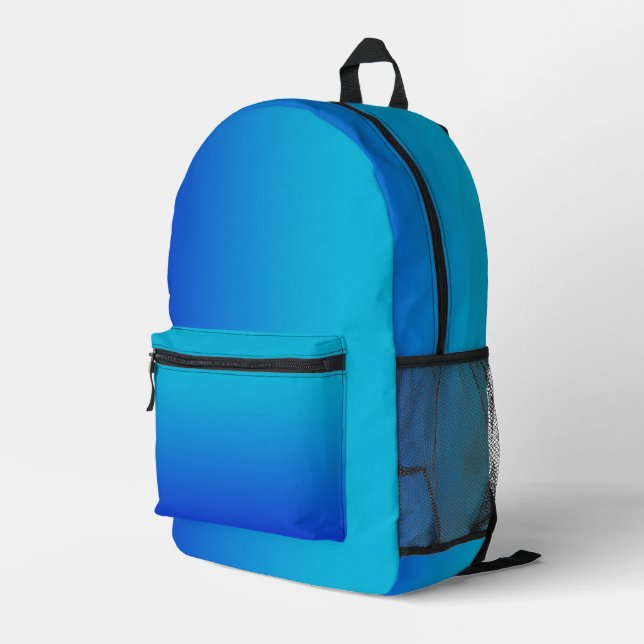 Gradient Bright Blue To Turquoise Printed Backpack (Back Corner Right)