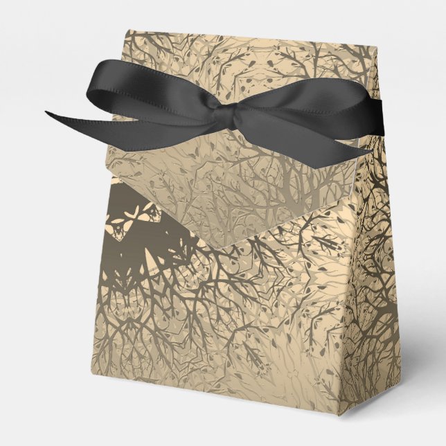 Gradient brown bronze silk arabic ornamental decor favour box (Front Side)