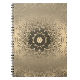 Gradient brown bronze silk arabic ornamental decor notebook