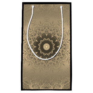 Gradient brown bronze silk arabic ornamental decor small gift bag