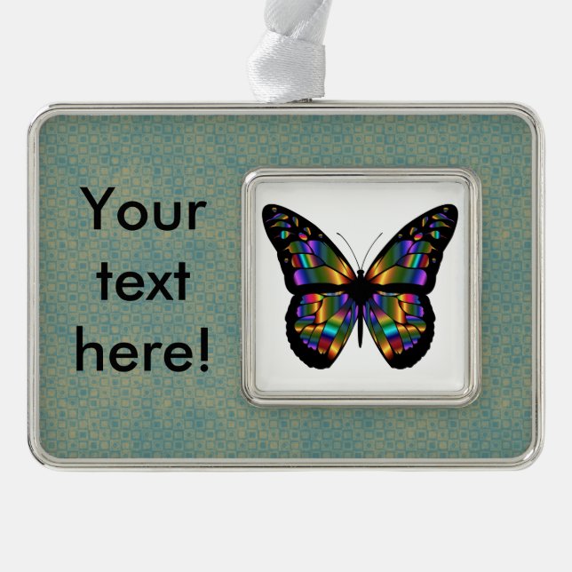 Gradient butterfly cartoon silver plated framed ornament (Front)
