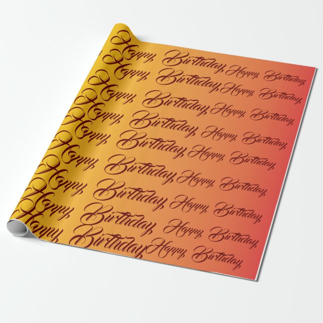 Gradient Cheerful Birthday Celebration Wrapping Paper (Unrolled)
