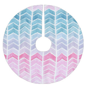 Gradient Chevron: Watercolor Herringbone Pattern. Brushed Polyester Tree Skirt