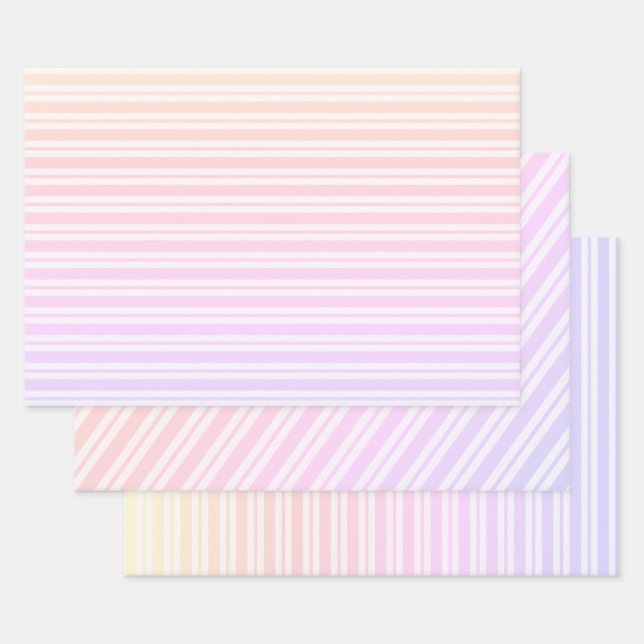Gradient Colour Stripes Pattern Wrapping Paper Sheet (Set)