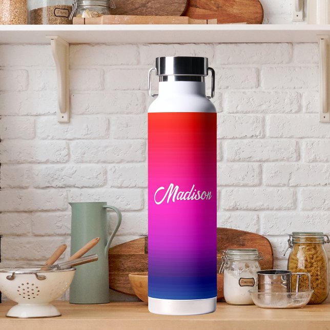 Gradient Colour Sunset Blend Your Name Water Bottle (Gradient Color Sunset Blend Your Name Water Bottle)