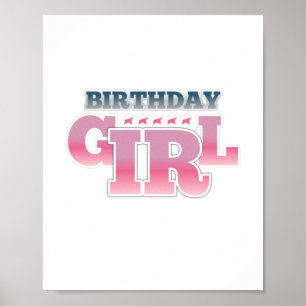 Gradient colourful pink birthday girl poster