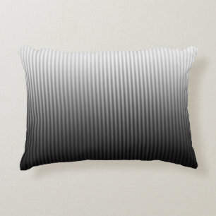 Gradient Cool Stylish Trendy Black & White Stripes Decorative Cushion