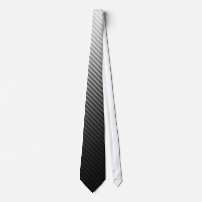 Gradient Cool Stylish Trendy Black & White Stripes Tie (Front)
