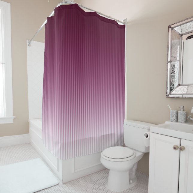 Gradient Cool Stylish Trendy Modern Stripe Pattern Shower Curtain (In Situ)