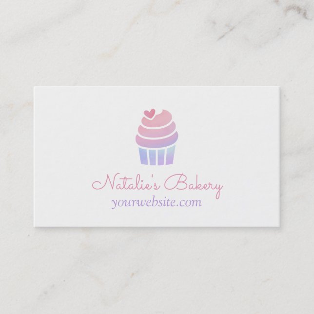 Gradient Cupcake Bakery Business Cards (Front)