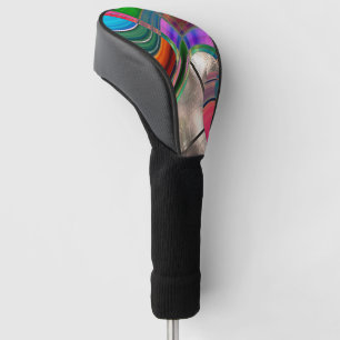 Gradient curved stripes and metallic sheen, over… golf head cover