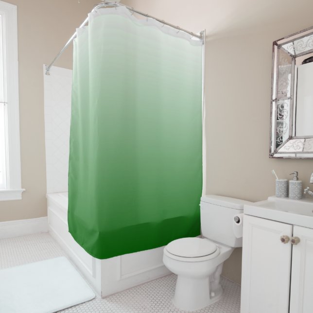 Gradient Dark Green Shower Curtain (In Situ)