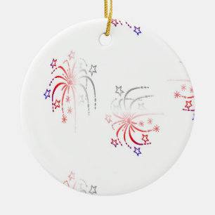 Gradient fireworks on white ceramic ornament