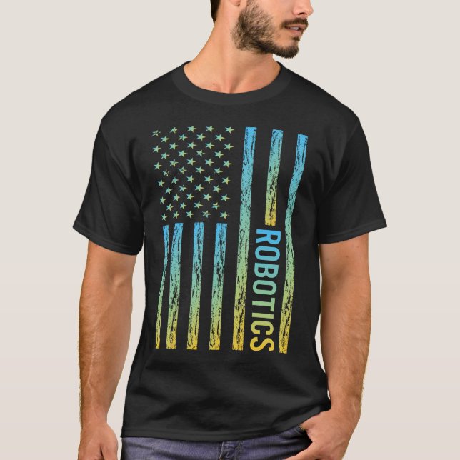 Gradient Flag 01 Robotics Robot Robots T-Shirt (Front)