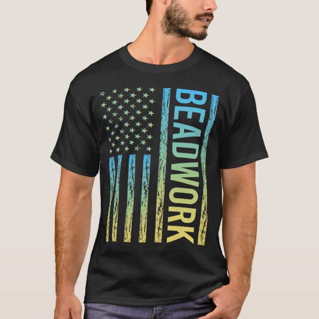 Gradient Flag Beadwork Beading Beads T-Shirt (Front)