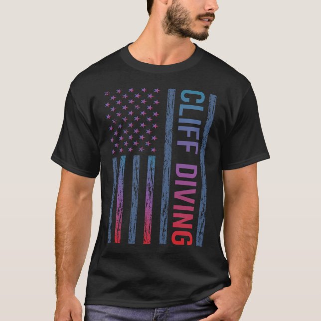 Gradient Flag Cliff Diving T-Shirt (Front)