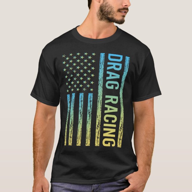 Gradient Flag Drag Racing T-Shirt (Front)