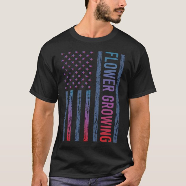 Gradient Flag Flower Growing T-Shirt (Front)