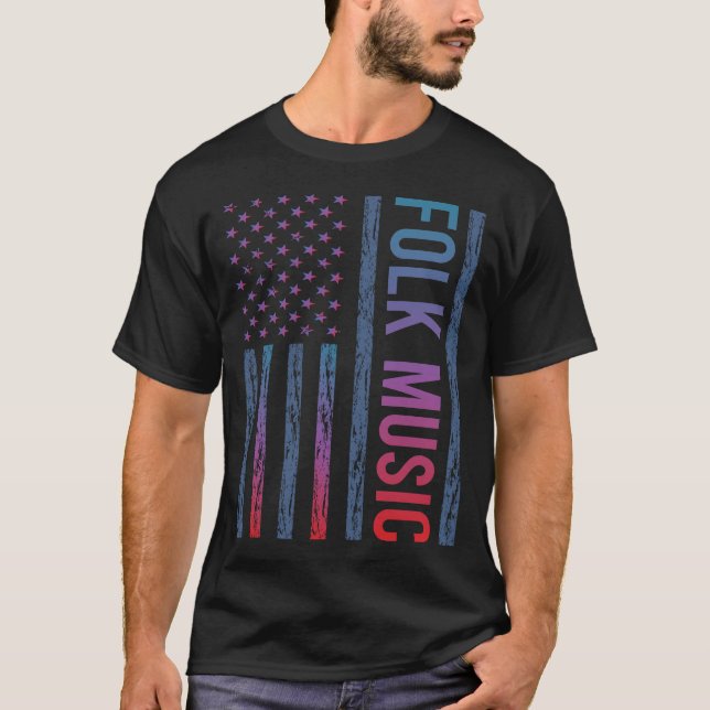 Gradient Flag Folk Music T-Shirt (Front)