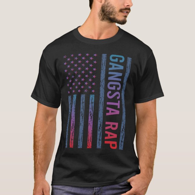 Gradient Flag Gangsta Rap Rapping Rapper T-Shirt (Front)