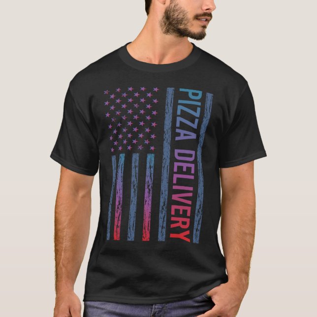 Gradient Flag Pizza Delivery T-Shirt (Front)