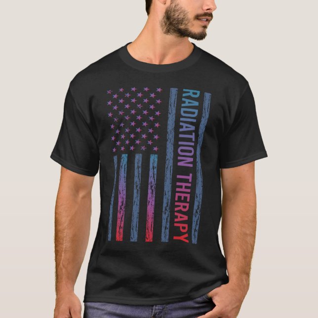 Gradient Flag Radiation Therapy radiotherapy T-Shirt (Front)