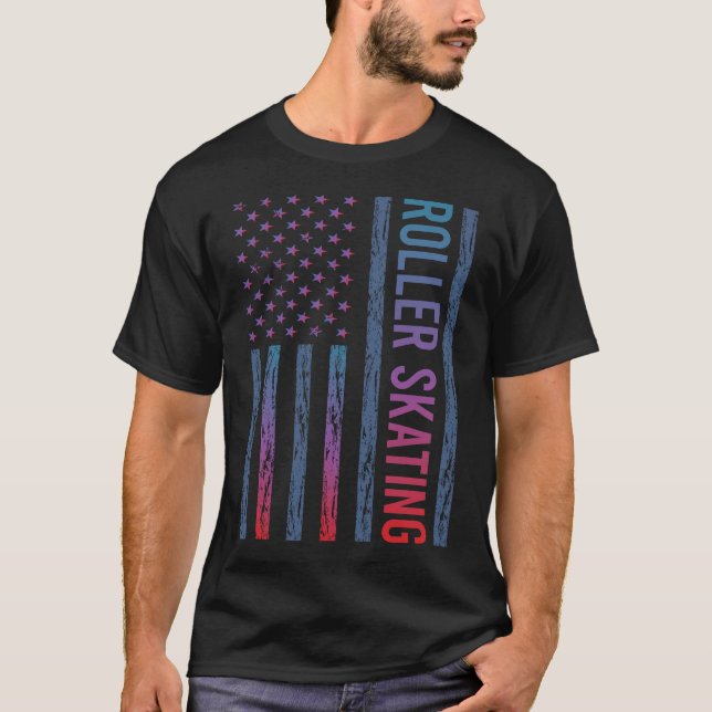Gradient Flag Roller Skating Skate Skater T-Shirt (Front)