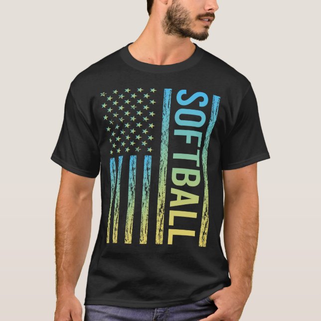 Gradient Flag Softball T-Shirt (Front)
