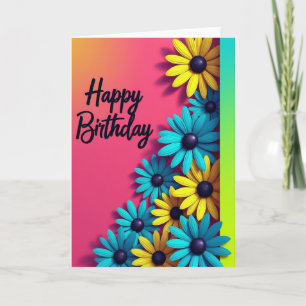 Gradient Floral Birthday Card
