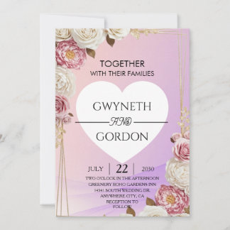 Gradient Floral Wedding Invitation