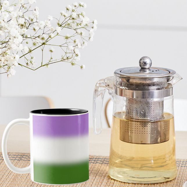 Gradient Genderqueer Pride Flag – Genderqueer Flag Two-Tone Coffee Mug (Creator Uploaded)