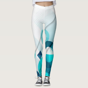 gradient geometric design in blue colours leggings