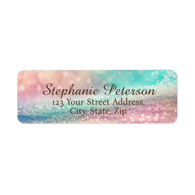 Gradient Glitter Rainbow Bokeh Return Address Return Address Label (Front)