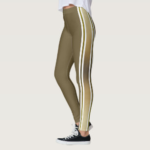 Gradient Gold And White Stripes Leggings