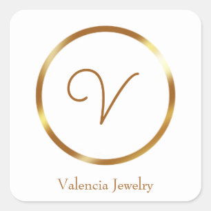Gradient gold circle custom business logo square sticker