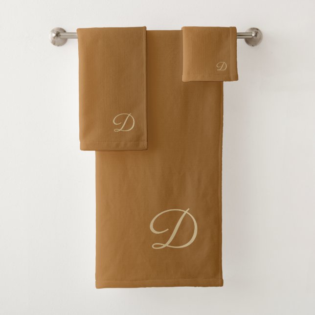 Gradient Golden with Custom Monogram Bath Towel Set (Insitu)