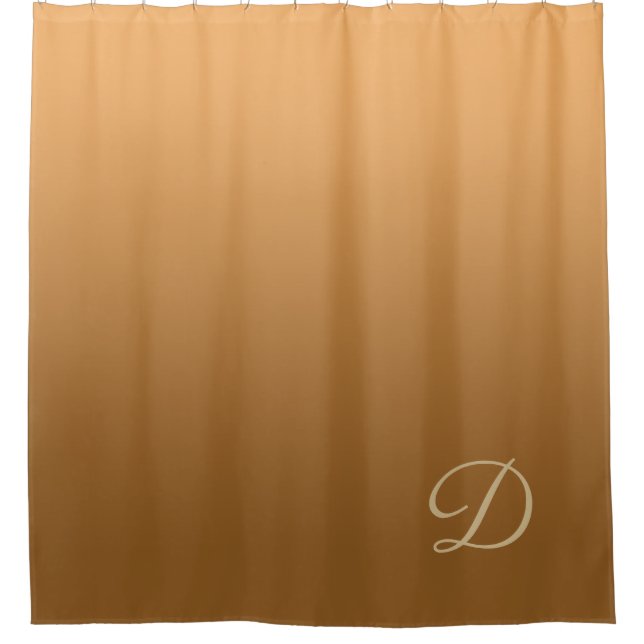 Gradient Golden with Custom Monogram Shower Curtain (Front)