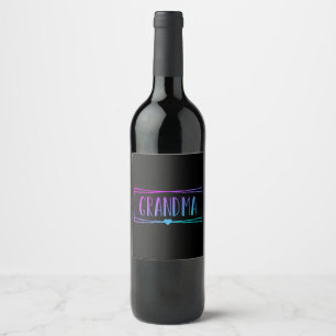 Gradient Grandma Gigi Grandmother gifts Wine Label