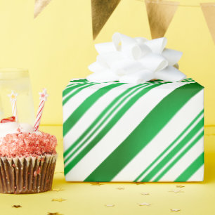 Gradient Green and White Stripes Wrapping Paper