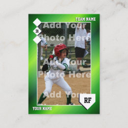 Gradient Green Baseball Trading Card  Custom Stats