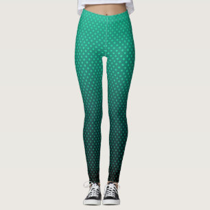 Gradient green grey polka dots print abstract femi leggings