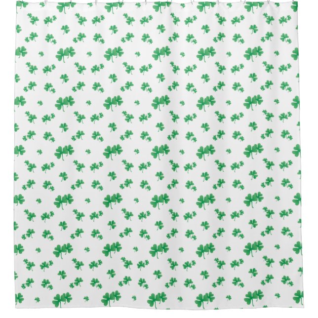 Gradient Green Irish Shamrock Pattern Shower Curtain (Front)