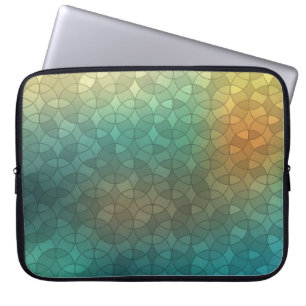 Gradient green yellow circles geometric pattern laptop sleeve