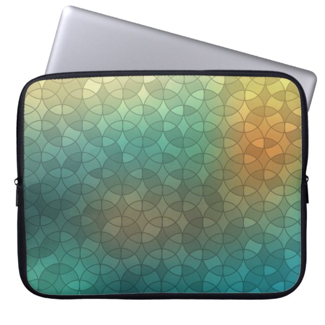 Gradient green yellow circles geometric pattern laptop sleeve (Front)
