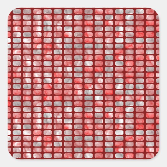 Gradient grey and red blocks pattern square sticker (Front)