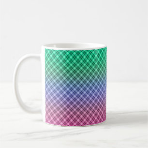Gradient grid chequered plaid tartan pattern pink coffee mug