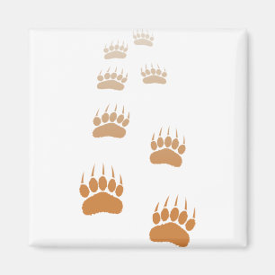 Gradient Grizzly Bear Paw Print Magnet