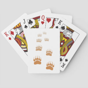 Gradient Grizzly Bear Paw Print Playing Cards