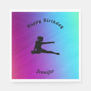 Gradient Gymnastics Birthday Napkins w/ Name